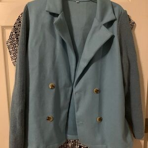 Women's Blue Double-Breasted Jacket
